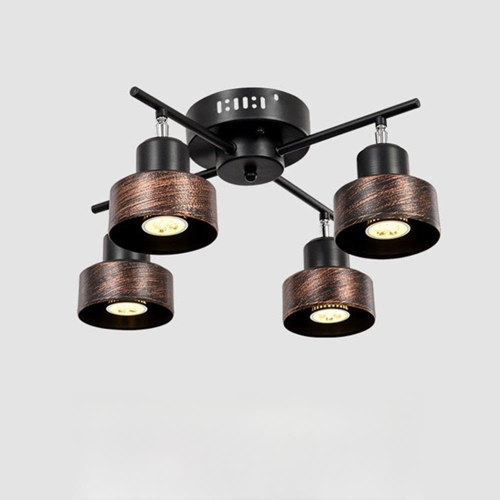 LED Vintage 4 * 5W Deckenspot Schwenkbar Schwarz-Rost Deckenstrahler 4-Flammig Verstellbare Retro Eisen Wand-Lampe Decken-Leuchte Innen-Beleuchtung Wohnzimmer Restaurant Decken-Spot