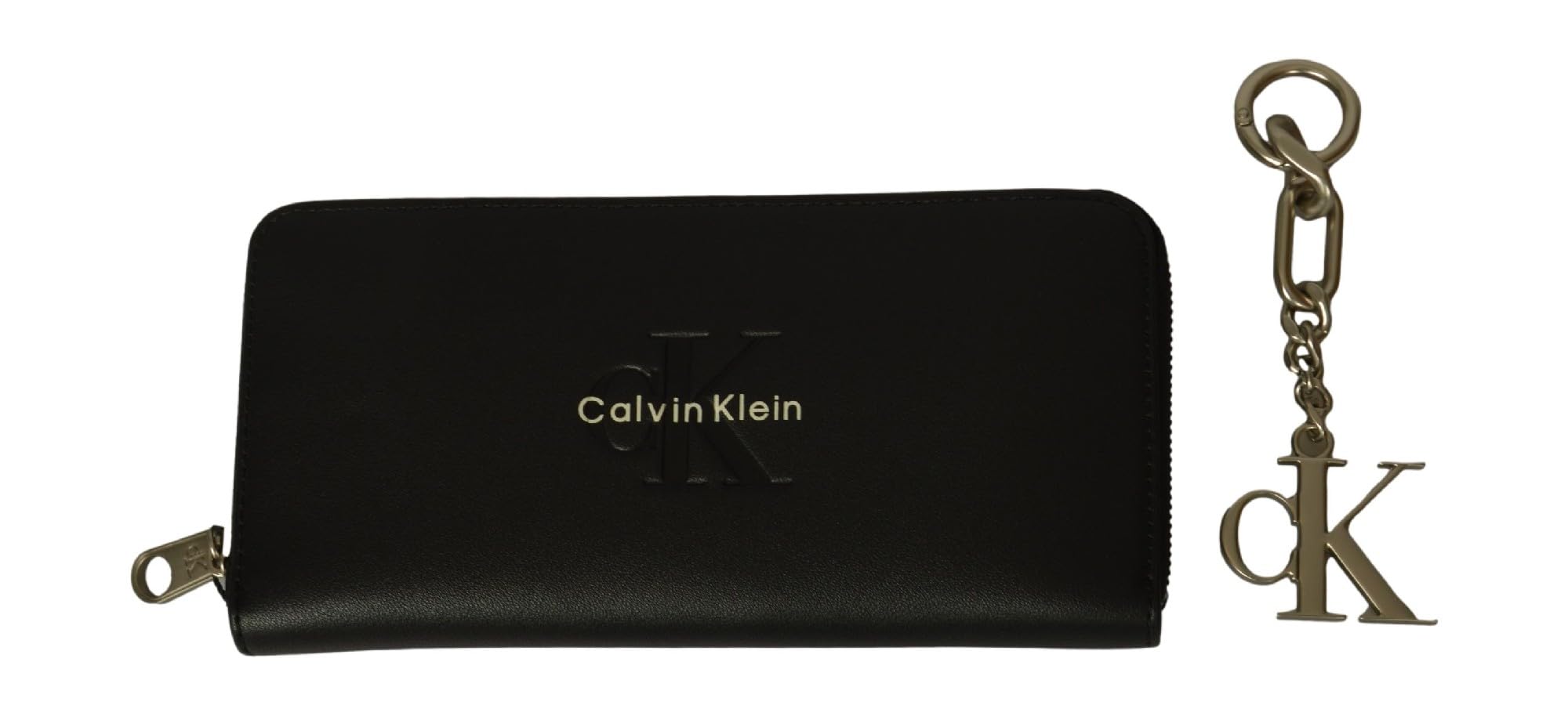 Portefeuille noir Calvin Klein et son porte-clés d'exception, coffret maroquinerie femme