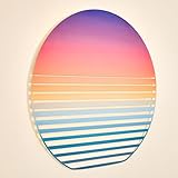 NEODECO Sunset on Sea Metal Wall Art for home decor, Minimalist art deco for living room, colorful wall sculpture (Medium)