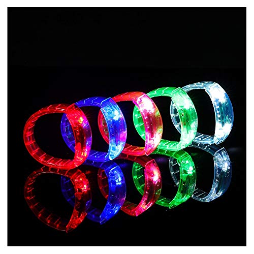 Ezerbery 6 pcs Multicolor LED Light Up Flashing Wristbands LED Light Bracelet For Parties Birthdays Events