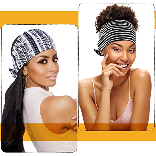 Image of WILLBOND 6 Pcs Tie Headband for Women Adjustable Bandana Sports Head Scarf | Boho Style, Knotted African Turban Hairband, Elastic Non Slip Wide Headband, for Running Hiking Cycling Yoga Workout