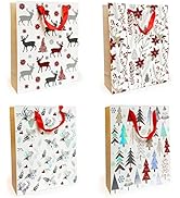 Allgala 12-PC (9x7 inch) Premium Metallic Foil Hotstamping or Gllitter Chritmas Gift Bag-GP91021