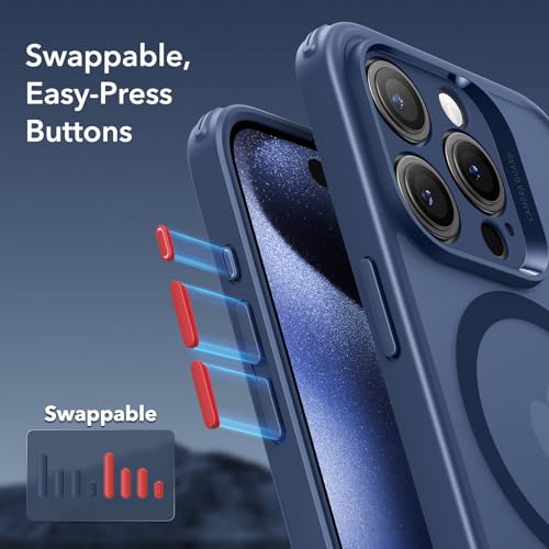Image of ESR TPU For iPhone 15 Pro Max Case (5 In 1) Set,Translucent Matte Case With Screen Protector And Camera Lens Protectors,Compatible With Magsafe,Military-Grade Protection,Classic Series,Frosted Blue