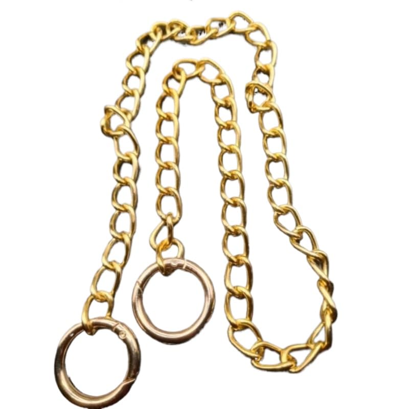 Corrente Lisa para a Alça de Bolsa de Crochê com Argola Articulada Mosquetão (60cm,Dourada)