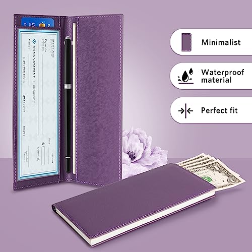 CoBak Premium Leather Checkbook Cover - RFID Blocking, Classic Design, Slim & Durable - Perfect for Personal & Business Checks - Thumbnail 4