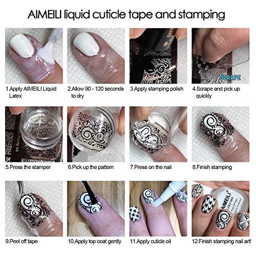 Nagelkunst-Stempelschablonen, Maniküre-Werkzeug-Set, 5 Stück, Nagelstempelplatten, 2 Stempel, 2 Schaber, 1 Latex… – Bild 5