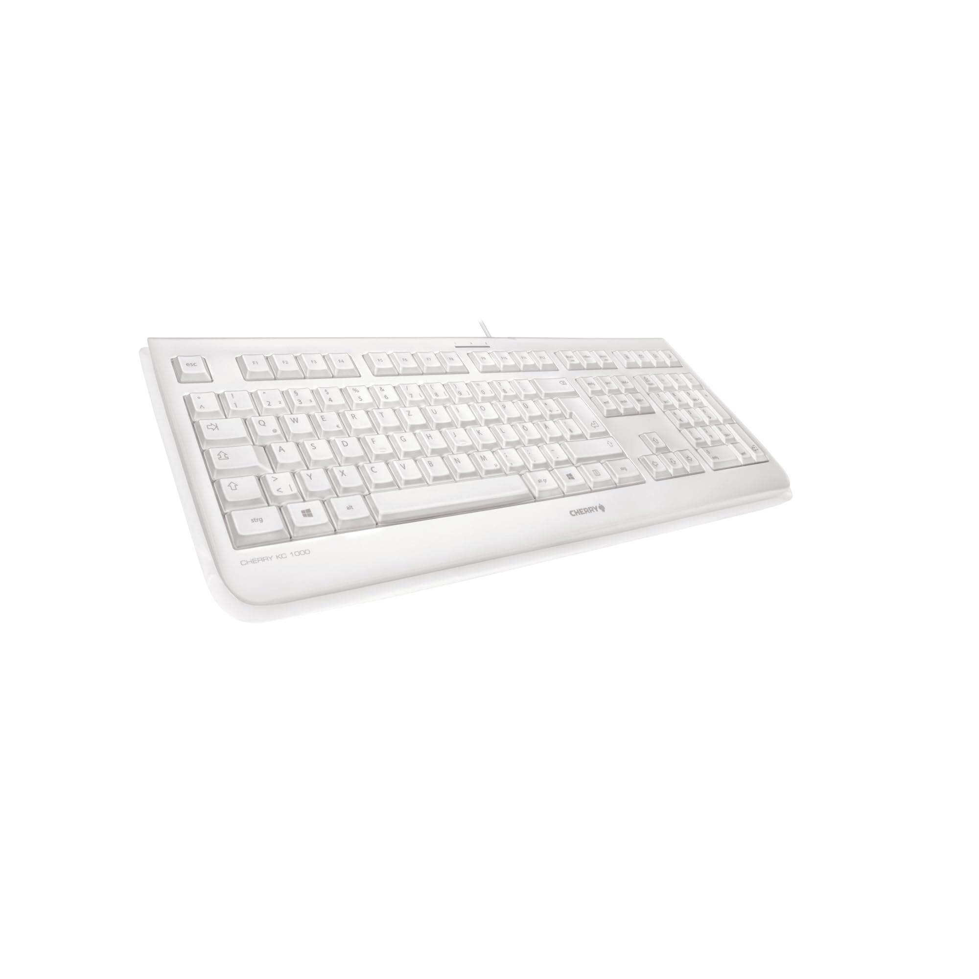 CHERRY KC 1068, Distribución de Teclado Francés AZERTY, con Cable, Fácil de Desinfectar, Resistente al Agua, Tecleo Silencioso, Blanco/Gris