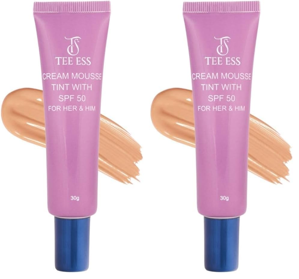 Image of TEE ESS Cream Mousse Unisex Face Tint SPF 50 | Enriched with Vitamin E & Hyaluronic Acid | Lightweight, Pore-Blurring, Non Greasy and Long-Lasting | Unisex Mousse Tint| Suitable for All Skin Types |30g (03 Dark)