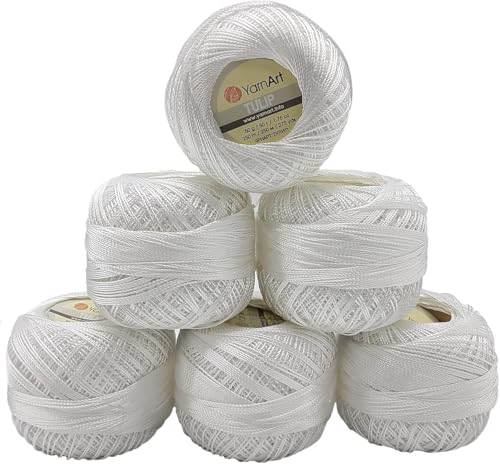 Image of YanrArt Tulip%100 Microfiber Silky Yarn - Suitable for Summer Clothes and Home Accessories Curtains, Runners, Tablecloths - S. Fine(1) Weight Yarn - 1.70 Oz, 273 Yds (White)