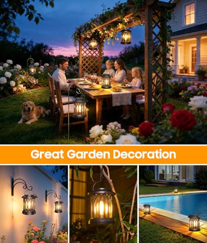 TuyLuxe 2 Pack Solar Hanging Lanterns Outdoor Waterproof - image 6