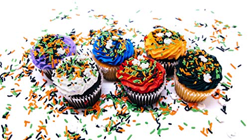 Ghost Bumps Sprinkle Mix - 1 Lb. Resealable Stand Up Candy Bag - Halloween Themed Sprinkles w/ White Ghosts - Green, Orange, & Purple Colors - Festive Toppings for Desserts and Snacks