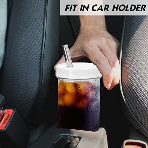 Yirilan Glass Cups - 4 Pack 24Oz Mason Jar Drinking Glasses With Lids And Straws,Reusable Boba Cups,Iced Coffee Cup/Tumbler, Smoothie Cup #TOP3