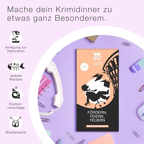 Stadtkrimis Exit Escape Stadtführung CULINARIO MORTALE® – Fördern, feiern, feuern - Krimidinner für Zuhause für 6 bis 8 Personen - unterhaltsames Krimi Dinner für Zuhause - Krimispiele für Erwachsene