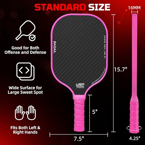 Image of BAGAIL Pickleball Paddles, USAPA Approved Fiberglass Surface Pickleball Set, Lightweight Pickle Ball Rackets with 4 Balls, 1 Bag, Designed in California for Traction and Stability