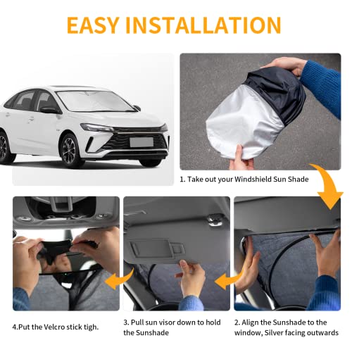 Custom Fit Windshield Sun Shades Compatible With 2014 Mercedes-Benz C-Class C Class Sedan, Insulated Window Sunshade For Front Cover Foldable Sun Visor Uv Reflector Protection (57" X 31.5") #TOP5