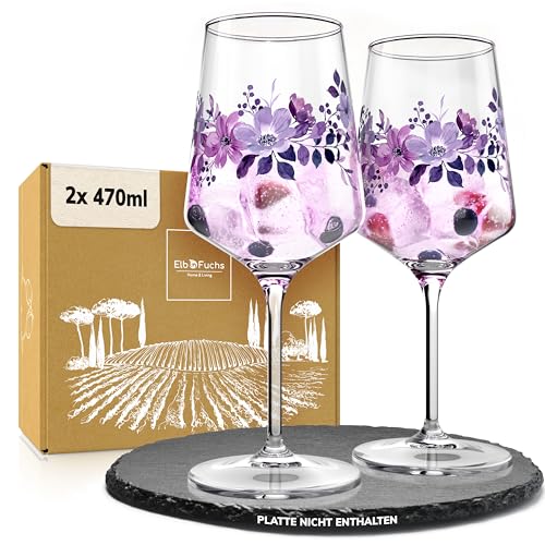 ElbFuchs Aperitifgläser (2x470 ml) Serie Violet Veil [GESCHENKIDEE] Spülmaschinenfest & robust Bunte Wein- und Cocktailgläser beliebt für Spritz-Getränke Hugo Negroni Limoncello u.v.m.