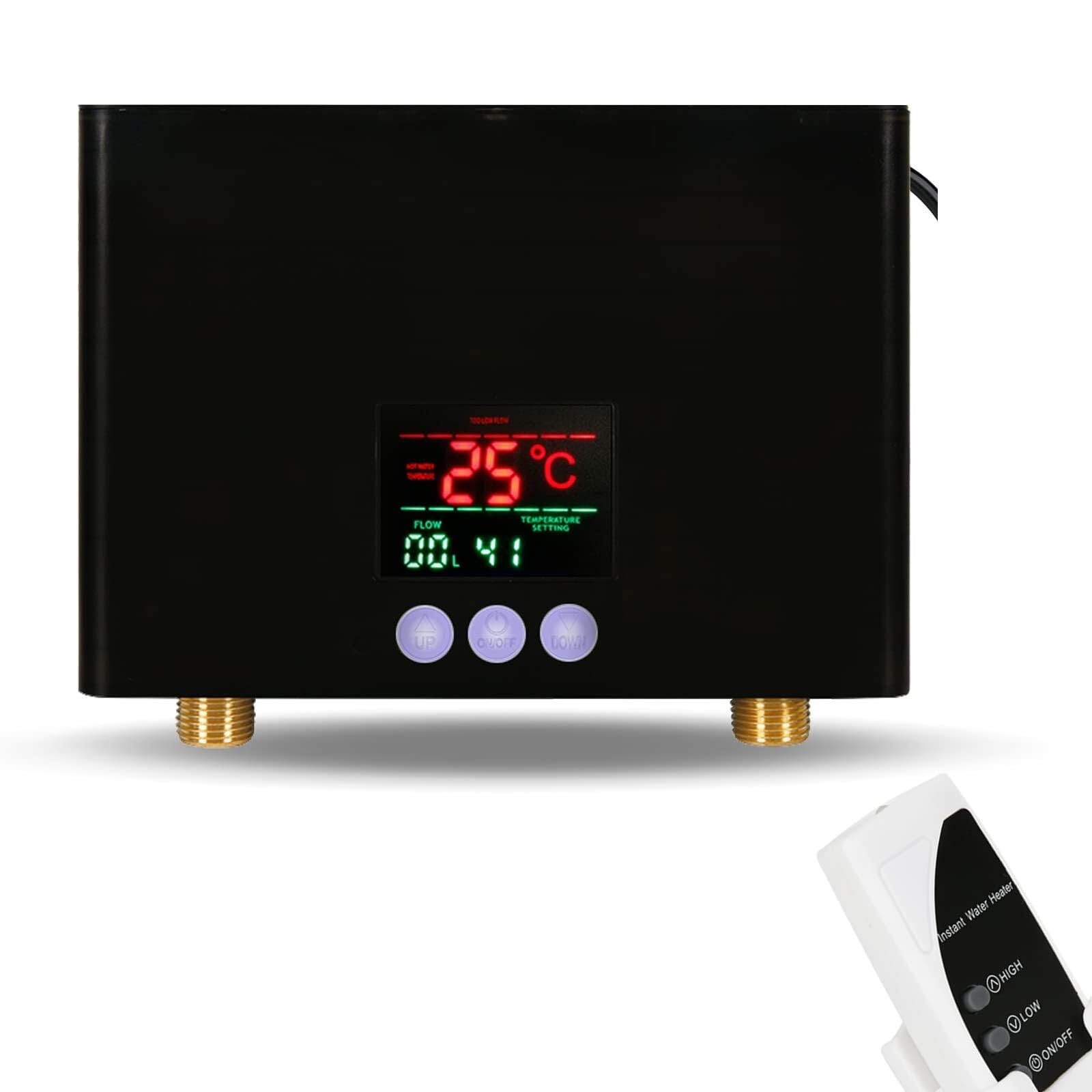 Tankless Water Heater, 3000W Mini Electric Instant Hot Water Heater LED Display, On Demand Water Heater with Remote Control Compact and Durable(Nero)