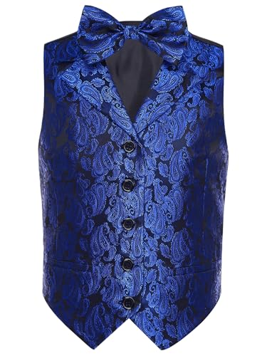 JEATHA Ensemble Vest And Bow Tie For Boys Classic Jacquard Colored Jackets For Parties Weddings