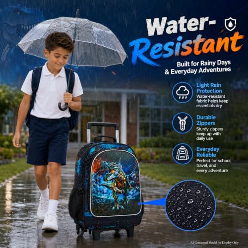 Image of CCJPX Rolling Backpack for Boys, Kids Roller School Bag with Wheels Toddler Wheeled Bookbag Elementary
