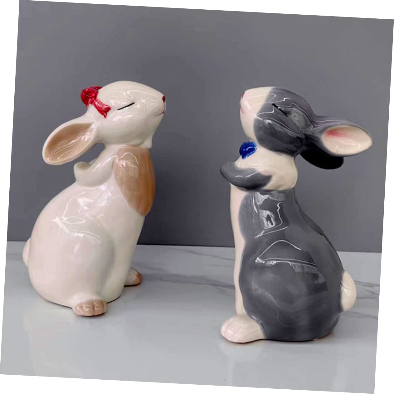 Statue De Lapin en Céramique Modèle De Lapin Domestique Figurine De Lapin Décoration De Table