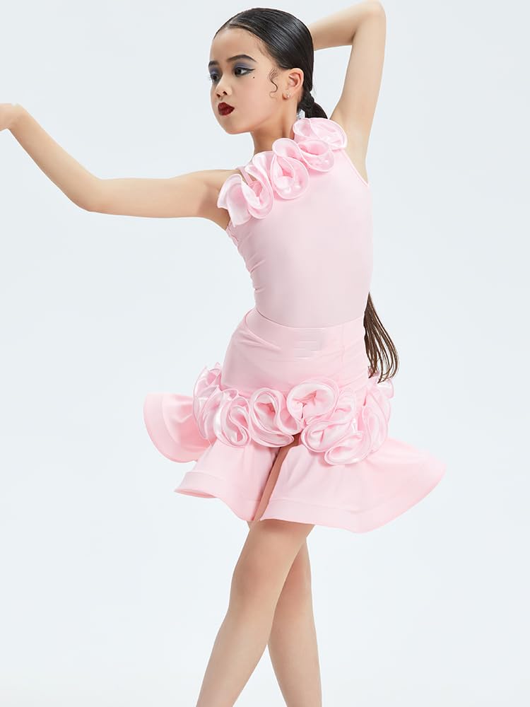 Masif Gonna da Ballo Latino per Ragazze, 2 Pezzi Abbigliamento da Ballo per Competizione gonne da Ballo per Bambini Salsa Tango per Uso Pratico di Danza Samba ChaCha