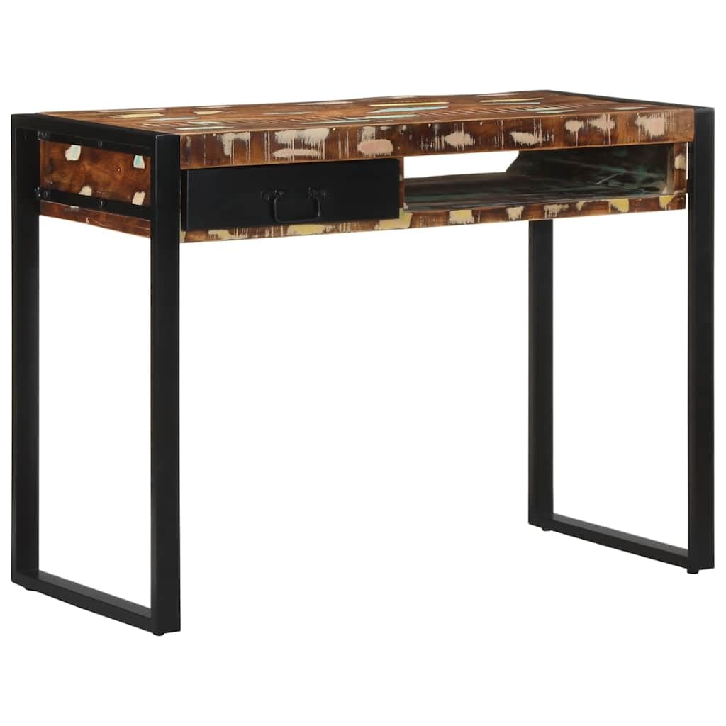 Scrivania in legno massiccio anticato, multicolore, 100 x 50 x 75 cm