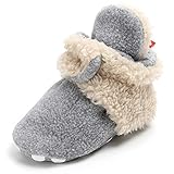 Mybbay Newborn Baby Boy Girl Booties Fleece Cozy Non Skid Infant Slippers Winter Warm Socks Crib Shoes 02 Light Gray/Apricot 0-6 Months Infant