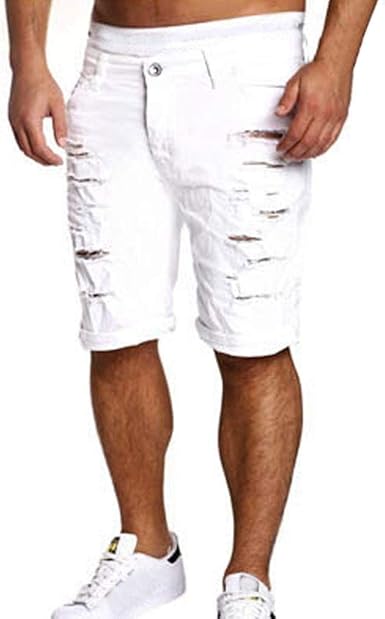 MaoDaAiMaoYi Jeans Uomo Rilassato Pantaloni Jeans Strappati Fashion Retro  Jeans Estivi Strappati Moda Vivere Fori Pantaloni Corti Jeans Pantaloncini  (Color : Bianca, Size : 2XL) : Amazon.it: Abbigliamento