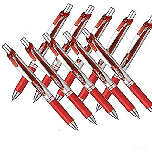 Pentel New EnerGel Deluxe RTX Retractable Liquid Gel Pen,Ultra Micro Point 0.3mm, Fine Line, Needle Tip, Red Ink Japanese Box of 10 (With Our Shop Original Product Description)
