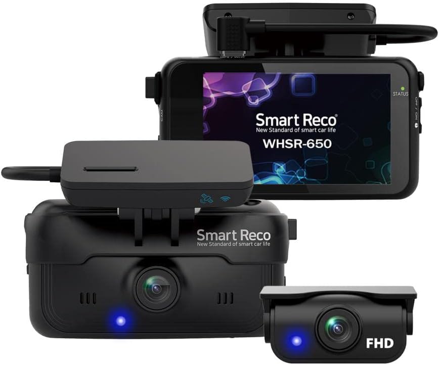 TCL スマートレコ ドライブレコーダー+バックカメラ セット WHSR-650+WHSR-350F 前後2カメラ Full HD録画 ナイトビジョン 駐車監視機能搭載 GPS 3.0インチタッチパネル液晶搭載ドラレコ タイムラプス ハイパーラプス 操作ロック機能