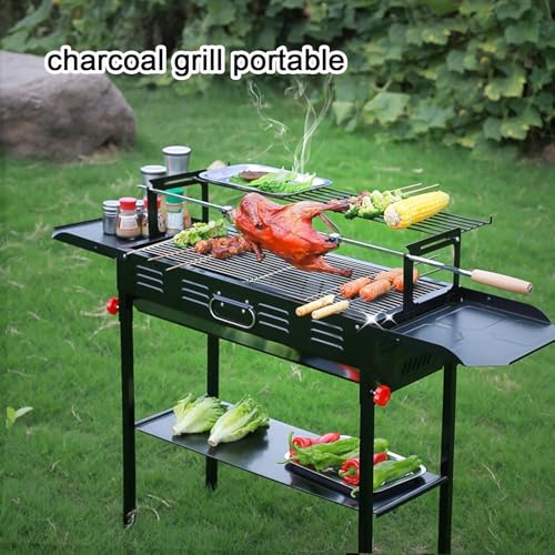 Przenośny grill węgiel drzewny kempingowy regulowana wysokość składany grill ze stojakiem do przechowywania na zewnątrz patio podwórko kemping