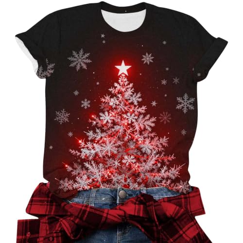 Christmas Shirts for Women Short Sleeve Crew Neck Top Going Out Blouse - image 4