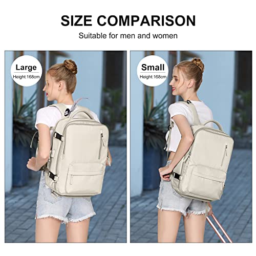 Large Travel Backpack Women, Carry On Backpack,Hiking Backpack Waterproof Outdoor Sports Rucksack Casual Daypack With Usb Charging Port Shoes Compartment,Beige #TOP2