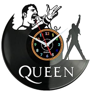 EVEVO Queen Wandklok Vinyl Plate Retro Klok Handgemaakt Vintage Geschenk Stijl Kamer Home Decoraties Geweldig Geschenk…