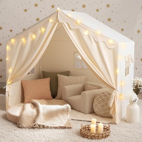 Extra Large Kids Play Tent with Flags & Star Lights