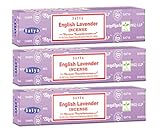 3 Packs Original Satya Sai Baba Nag Champa Incense Sticks Joss Insence - Insense 15g Box NagChampa Agarbatti (English Lavender)