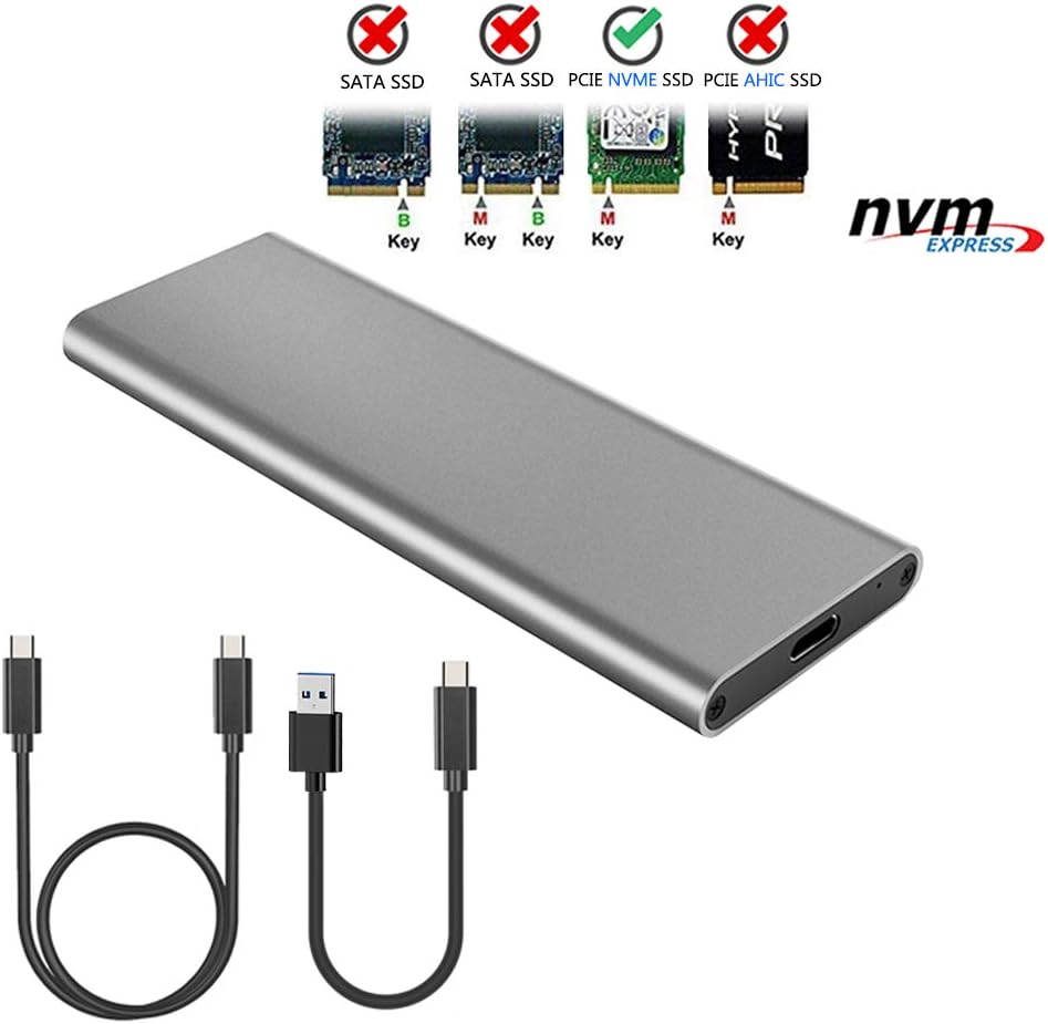 Get Discount Offer M.2 NVME SSD Enclosure M.2 NVME to USB3.1 Type-C GEN2 10Gbps Enclosure NVMe PCIE M-Key Aluminum Adapter Solid State Drive External Enclosure for 2230/2242/2260/2280 Support UASP with Two Cable (Gray) Best Deal Product M.2 NVME SSD Enclosure M.2 NVME to USB3.1 Type-C GEN2 10Gbps Enclosure NVMe PCIE M-Key Aluminum Adapter Solid State Drive External Enclosure for 2230/2242/2260/2280 Support UASP with Two Cable (Gray)
