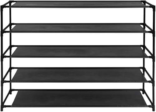 Miniatura 6 de Zapatero de montaje simple, zapatero de 5 niveles, no tejida, impermeable, organizador de zapatos, torre ahorrador de espacio, estante de