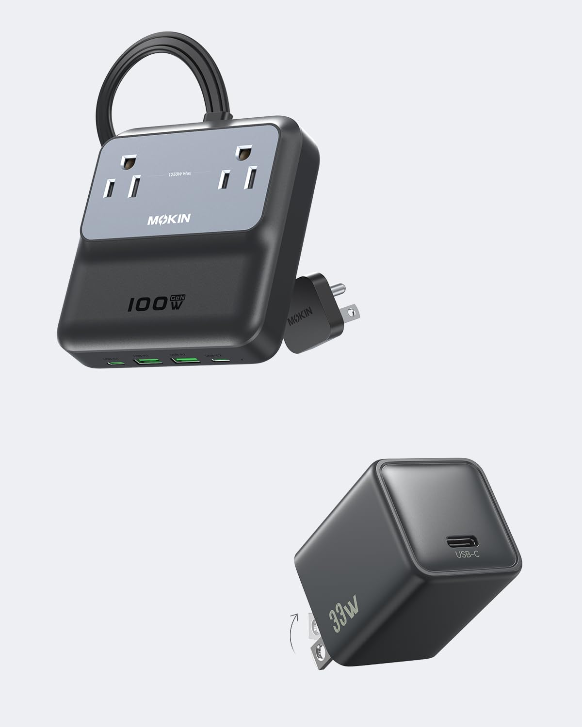 MOKIN 100W GaN USB-C Charging Station and MOKIN 33W GaN USBC Charger Block