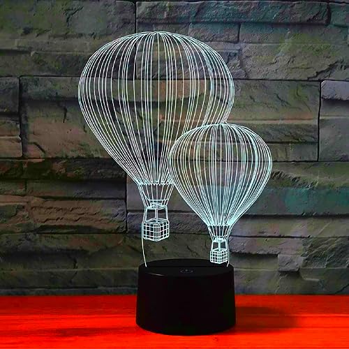 Lámpara ilusión 3D globo aerostático con cambio 7 colores miniatura 3