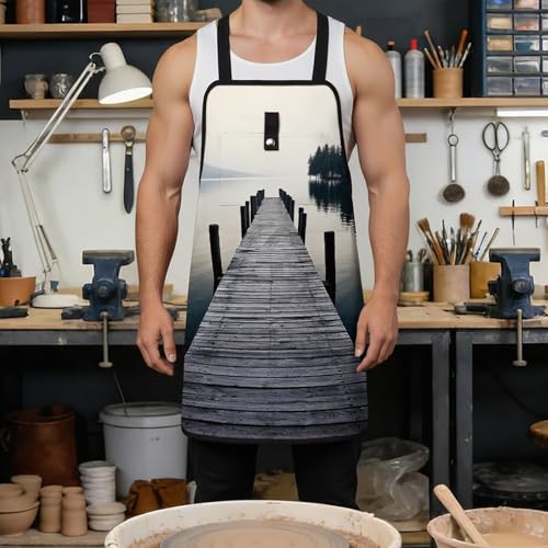 Delantal de trabajo ajustable con 8 bolsillos para hombres y mujeres miniatura 4