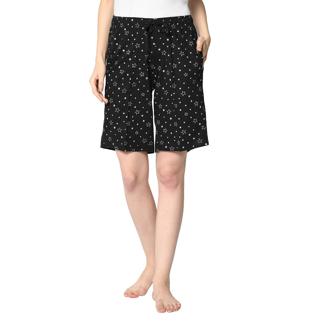 mack jonney Women's Regular Fit Cotton Short for Gym and Home Wear-D12__PRT__1BLK__01-picture-14