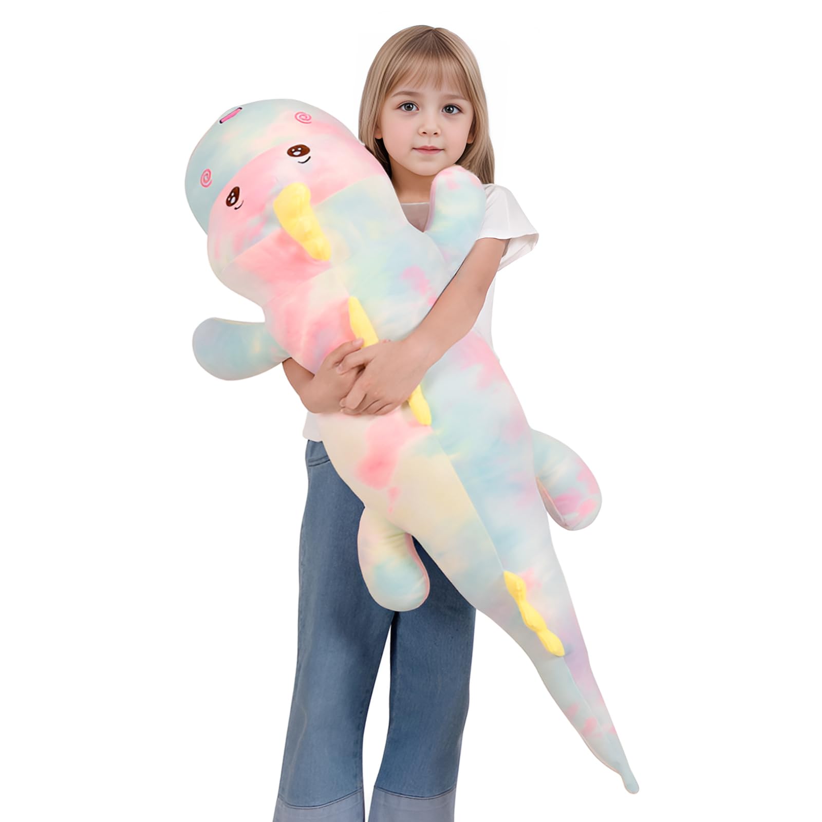 80cm Giant Dinosaurs Plush Toy, Large Dinosaur Teddy Hugging Pillow Lumbar Back Cushion, Colorful Dinosaur Body Pillow for Kids Boys and Girls Birthdays, Easter