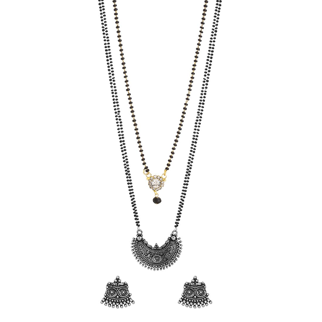 Yellow Chimes Mangalsutra For Women Combo of 2 Pcs Oxidised Kolhapuri Maangalsutra Beaded Charm Maangalsutra with Earring Set For Women (B0CVLCQL16) Amazon Price History, Amazon Price Tracker
