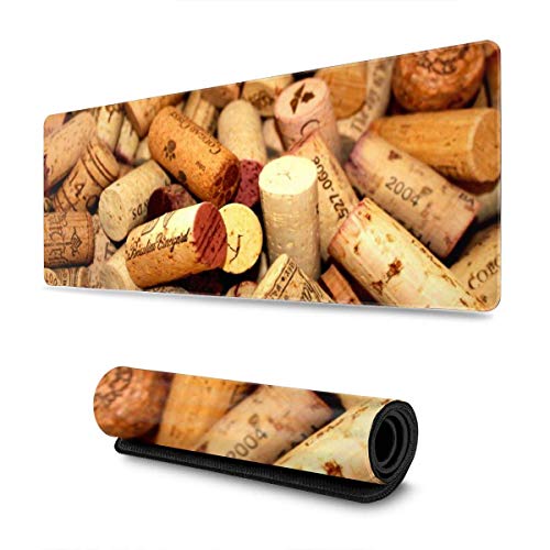 Preisvergleich Produktbild Rotweinkorken Gaming-Mauspad XL, erweitertes großes Mausmatten-Schreibtischpad, genähtes Kanten-Mauspad, langes rutschfestes Mäusepad auf Gummibasis