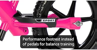Strider 12” Sport Bike - No Pedal Balance Bicycle for Kids 1 to 4 Years - Includes Safety Pad, Padded Seat, Mini Grips & Flat-Free Tires - Tool-Free Assembly & Adjustments