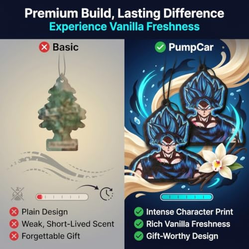 Image of PumpCar car air freshener 2-piece double-sided Goku SSJ hanging vanilla-scented anime dragon for rearview mirror Car Interior Accessories Household Gifts Anime Manga Fans Saiyan Truck SUV Home Office