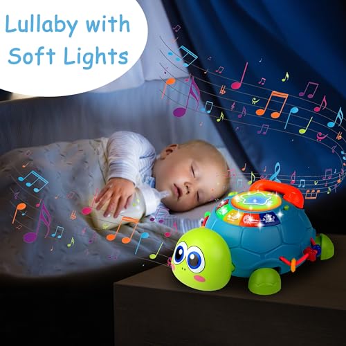 Image of KWYZ Baby Toys 6-12 Months, Musical Turtle Crawling Baby Toys for 12-18 Months, Tummy Time Toys with Light & Sound, Infant Toy 0-3 3-6 6-18M Birthday Gifts for 1 2 Year Old Boy Girl