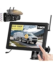 Solar Powered Wireless Magnetic Reversing Camera VASTEND 7" 1080P Touchscreen Monitor 9600mAh Reverse Camera, Quick Installation &amp; Support 4 Split Screen Backup Cameras for Trailer, Motorhome(VS-7C)