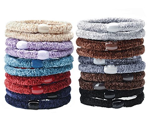 Best Ponytail Holders By HBY-Stylish & Durable Elastics, Perfect For All Hair Types & Styles-Value Pack Of 20 in Vibrant Colors-Great For Thick Hair-Extra Stretchy 2" Diameter-Strong & Comfy